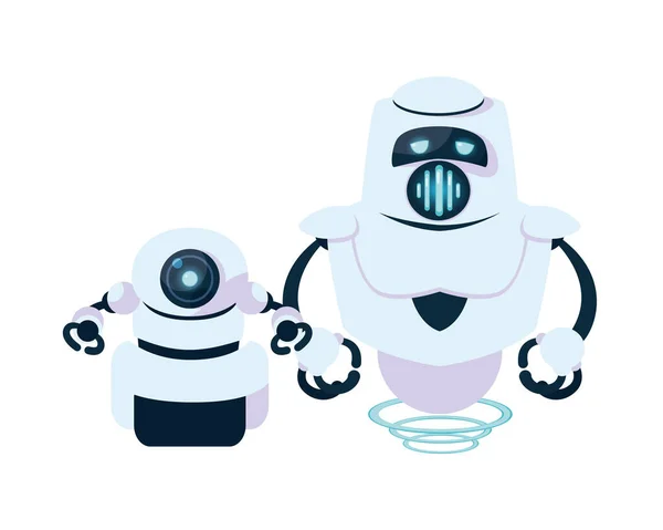 Blanco robots dibujos animados vector de diseño — Archivo Imágenes Vectoriales