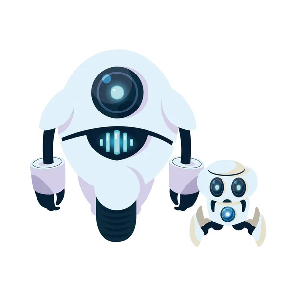 Blanco robots dibujos animados vector de diseño — Archivo Imágenes Vectoriales