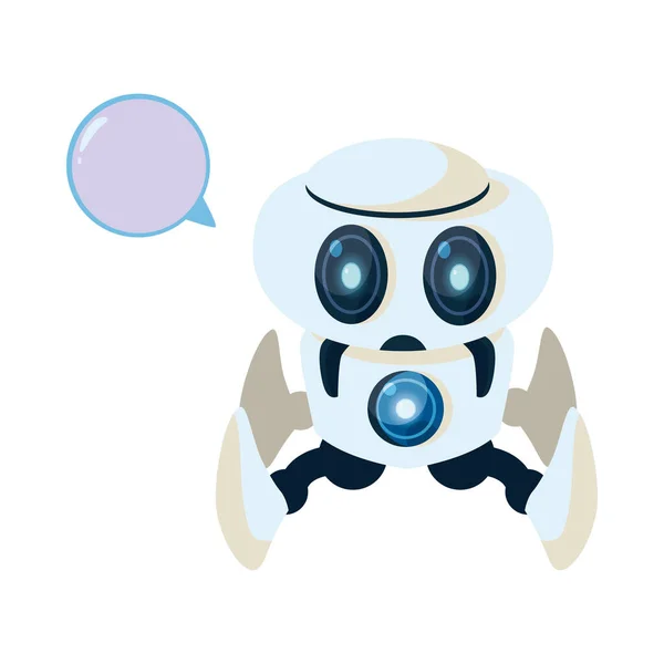 Desenho animado robô branco com design de vetor bolha de comunicação — Vetor de Stock