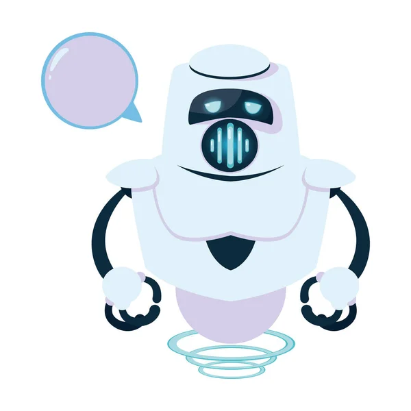 Desenho animado robô branco com design de vetor bolha de comunicação — Vetor de Stock