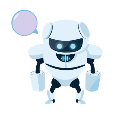 İletişim kabarcığı vektör tasarımlı beyaz robot çizgi filmi