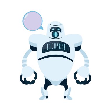İletişim kabarcığı vektör tasarımlı beyaz robot çizgi filmi