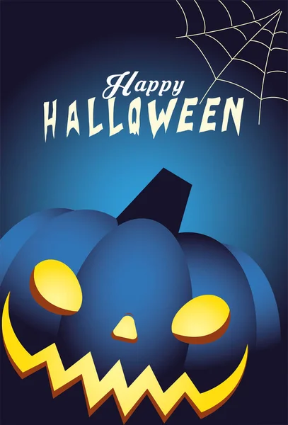 Halloween blauwe pompoen cartoon vector ontwerp — Stockvector