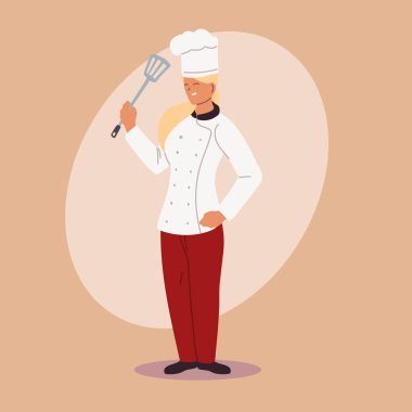 Üniformalı tatlı bayan şef.