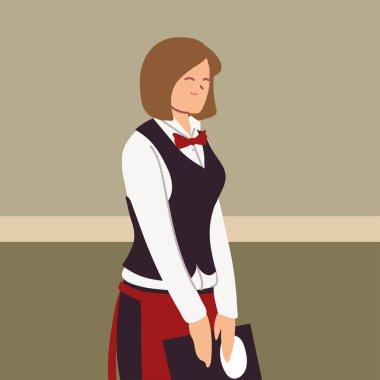 woman in uniform takes an order clipart