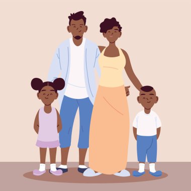 Aile afro, aile ve çocuklar el ele tutuşuyor.