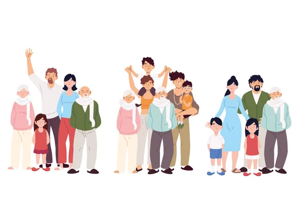 Σύνολο οικογενειών, μεγάλες οικογένειες μαζί — Διανυσματικό Αρχείο