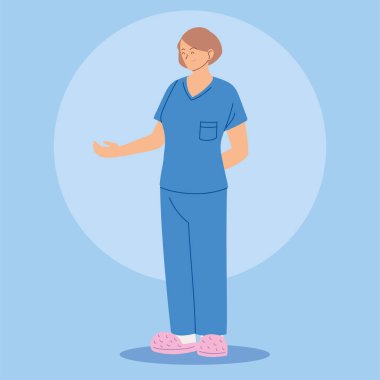 Üniformalı kadın hemşire, sağlık görevlisi.