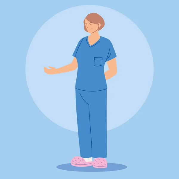 Enfermera de uniforme, trabajadora de la salud — Vector de stock