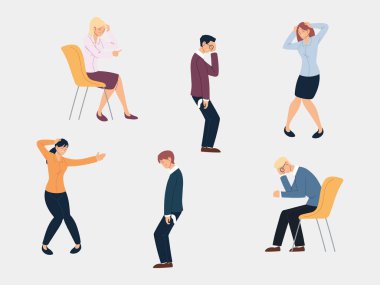 İş adamları farklı pozlarda, mali sorunlar