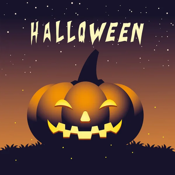 Halloween night background with pumpkin — Stock Vector