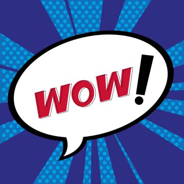 Konuşma balonu, wow etiketli, pop sanat tarzı