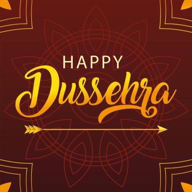 Altın harfli ve oklu mutlu Dussehra kartları