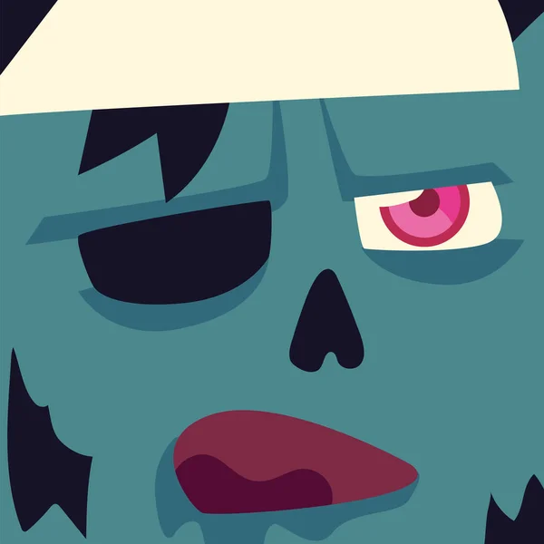 Hoofd van zombie karakter voor gelukkig halloween — Stockvector