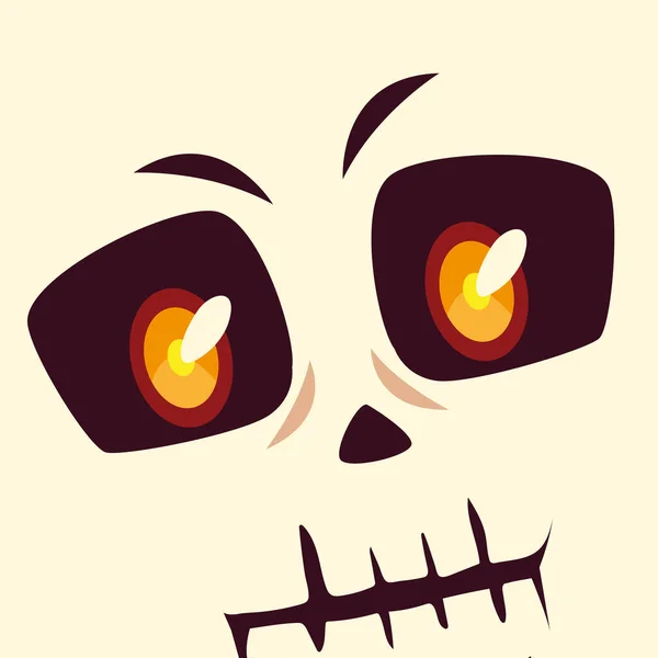 Tête de personnage squelette pour Halloween heureux — Image vectorielle