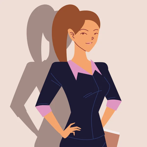 Retrato de mujer de negocios con papeles en la mano — Vector de stock