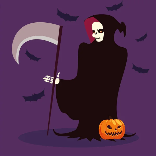 Personaje de la muerte para feliz halloween — Vector de stock
