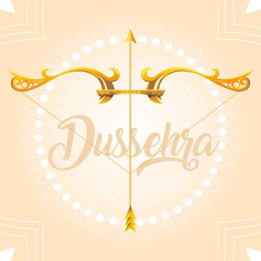 Altın harfli ve süslemeli Dussehra tebrik kartı.