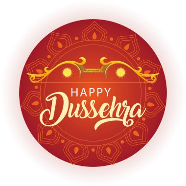 Festival için geleneksel yay ve ok turuncu arka planda mutlu Dussehra
