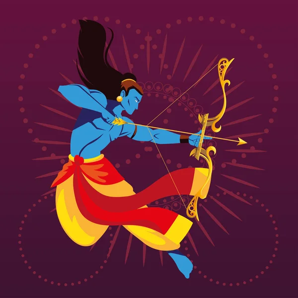 Modèle du seigneur Rama avec arc et flèche — Image vectorielle