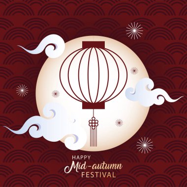 Mutlu sonbahar ortası festivali ya da fener ve aylı ay festivali