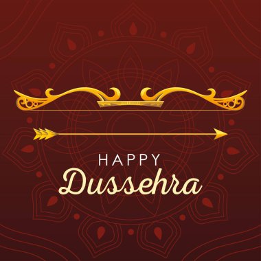 Altın harfli ve dekorasyonlu mutlu Dussehra tebrik kartı