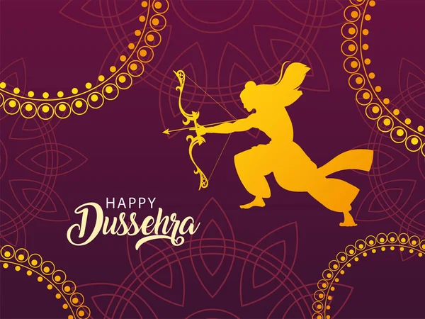 Modèle avec lord rama, texte heureux Dussehra — Image vectorielle