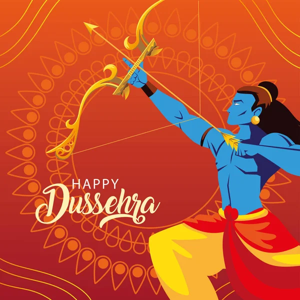 Seigneur Rama avec arc et flèche dans heureux festival Dussehra — Image vectorielle