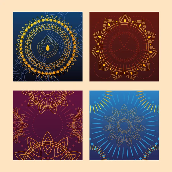 Set of templates for cards, indian festival — Stock Vector