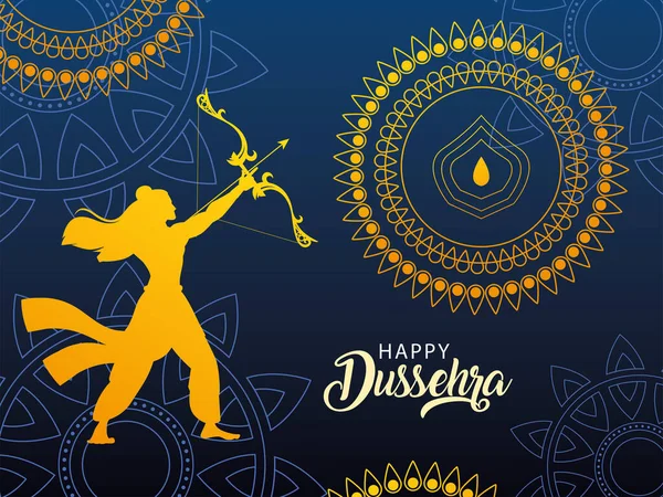 Plantilla con rama señor y etiqueta feliz Dussehra — Vector de stock