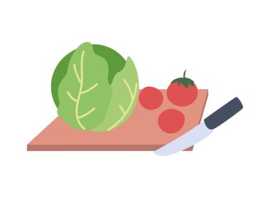 Kesmek için sebzeli mutfak tahtası