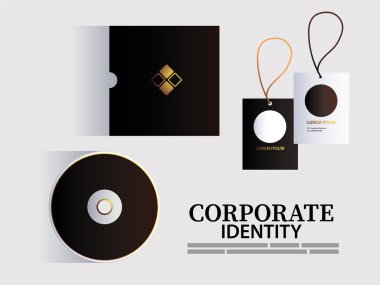 etiket ve CD marka kimlik şirketinin elemanları için asma etiket koyu renk