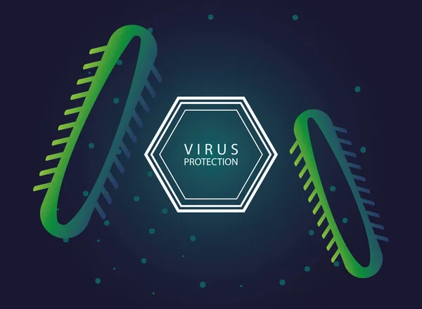 Proteção contra vírus com partículas celulares em segundo plano — Vetor de Stock
