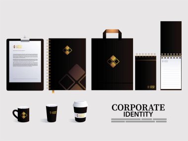 paket kağıdı ve marka kimliği ögeleri için not defteri