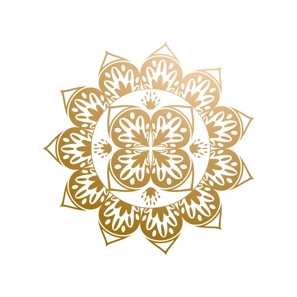 Gradiente floral mandala o decoración oriental sobre fondo blanco — Archivo Imágenes Vectoriales