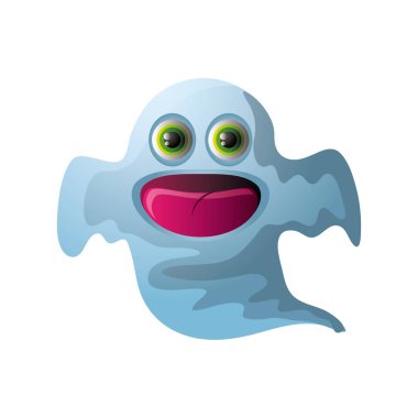 Beyaz arka planda komik cadılar bayramı hayaleti