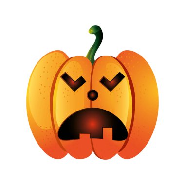 Beyaz arka planda cadılar bayramı için korku dolu bir kabak.