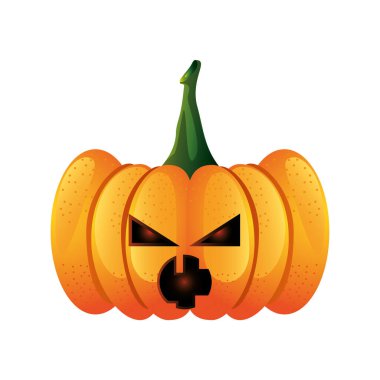 Cadılar bayramı için korkutucu beyaz arkaplanlı balkabağı