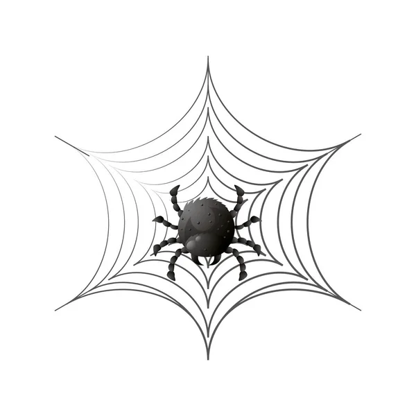 Aranha na teia de aranha para halloween no fundo branco —  Vetores de Stock