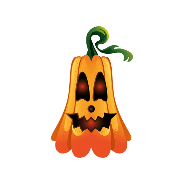 Pumpkin with funny face for halloween over white background — Stock Vector