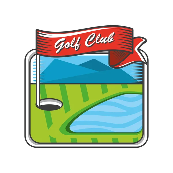 Etiqueta de clube de golfe com escudo e buraco —  Vetores de Stock