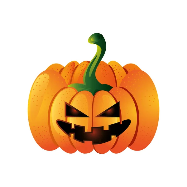 Abóbora com assustador para halloween no fundo branco — Vetor de Stock