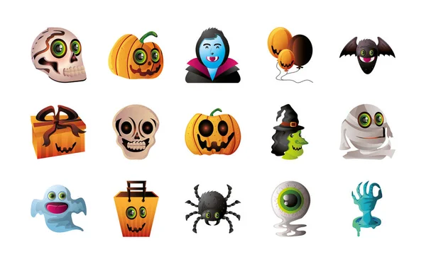 Set di icone per Halloween su sfondo bianco — Vettoriale Stock