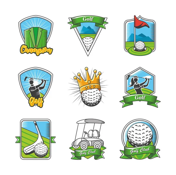 Conjunto de emblemas de golfe, escudos, rótulos e distintivos —  Vetores de Stock
