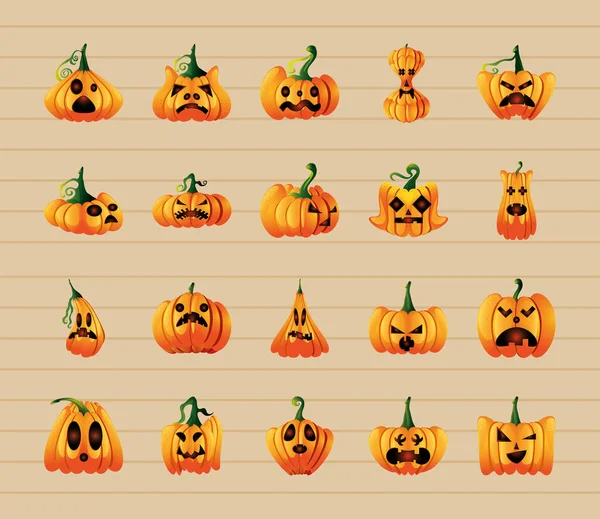 Collection de citrouilles pour Halloween — Image vectorielle