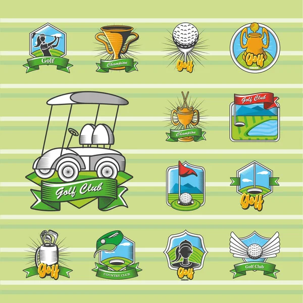 Колекція емблем для гольфу, щитів, етикеток та значків — стоковий вектор