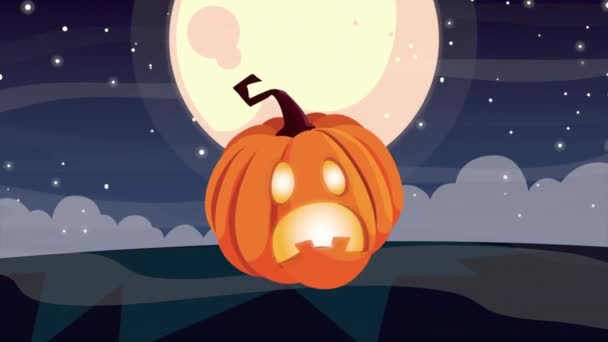 Felice animazione di Halloween con zucca e luna — Video Stock