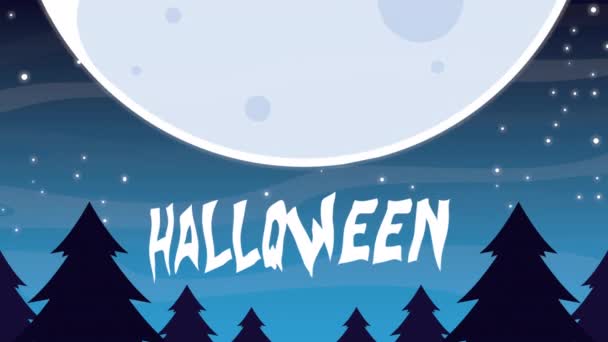 Glad halloween animation med bokstäver och måne — Stockvideo