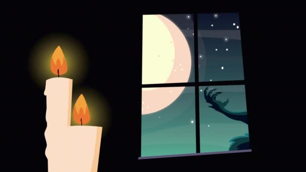 Glad halloween animation med varulv och måne — Stockvideo