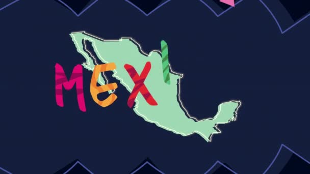 Animasi perayaan Meksiko dengan huruf dan peta — Stok Video